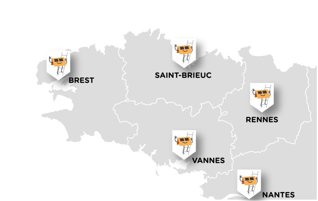 Panneaux solaires photovoltaïques à Brest, Saint Brieuc, Rennes, Nantes et Vannes